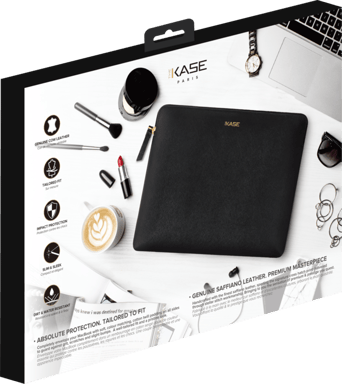 Funda de piel auténtica Saffiano para MacBook Pro Retina Thunderbolt 3 USB-C y Macbook Air 2018 de 13 pulgadas, negro medianoche