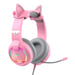 GAMENOTE H2233d Cuffie da gioco rosa da ragazza con orecchie da gatto e illuminazione RGB per PC e console - altoparlante da 50 mm