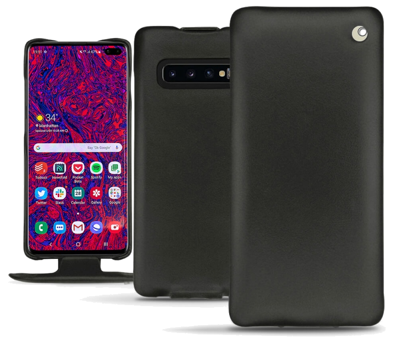 Housse cuir Samsung Galaxy S10+ - Rabat verticalNoir