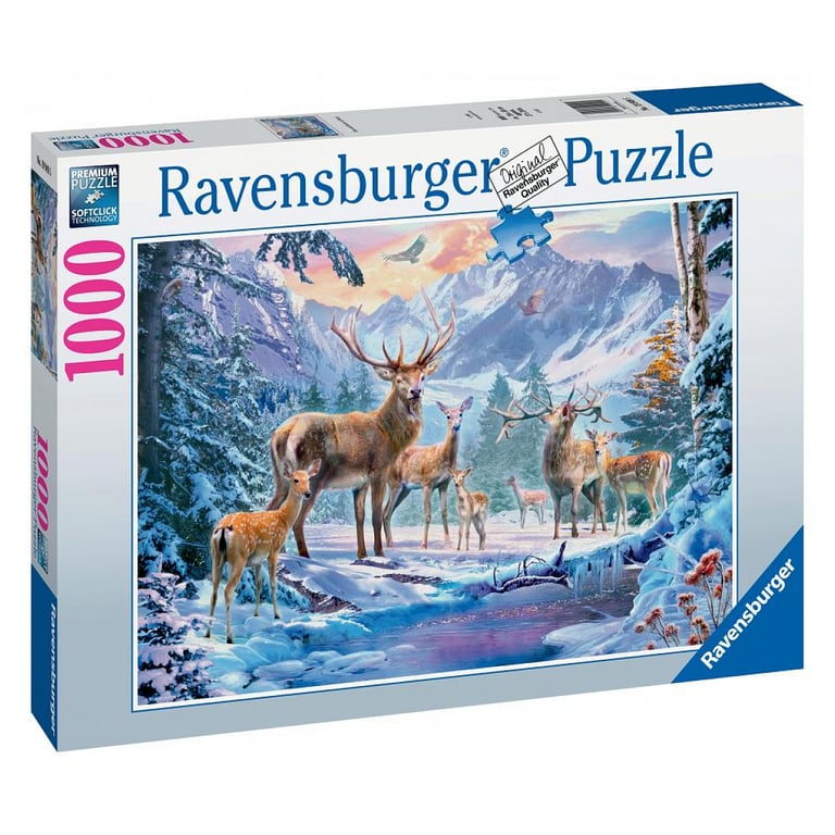 Puzzle 1000 pièces Scène hivernale de chevreuils et cerfs Neuf