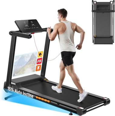 Cinta de correr plegable JAGJOG JT60 para el hogar, 3.5 HP, 14 km/h, inclinación automática del 15%, equipo de fitness