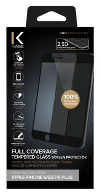 Protector de pantalla de cristal templado (100% cobertura de superficie) para Apple iPhone 6/6s/7/8 Plus, Negro