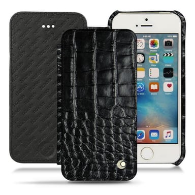 Housse cuir Apple iPhone SE - Rabat horizontal - Noir - Cuirs spéciaux