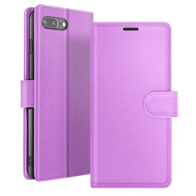 Zanaé Funda tipo cartera para iPhone 8 Plus / 7 Plus con soporte y lengüeta magnética Violeta