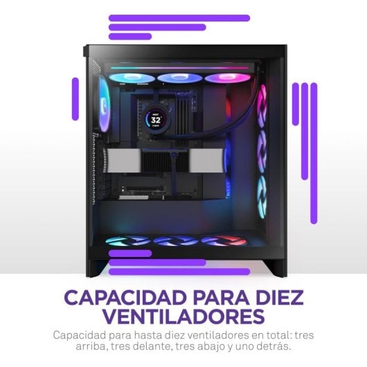 Boitier moyen tour NZXT CM H72FB R1 H7 Flow RGB avec ventilateurs RGB inclus - vue 2