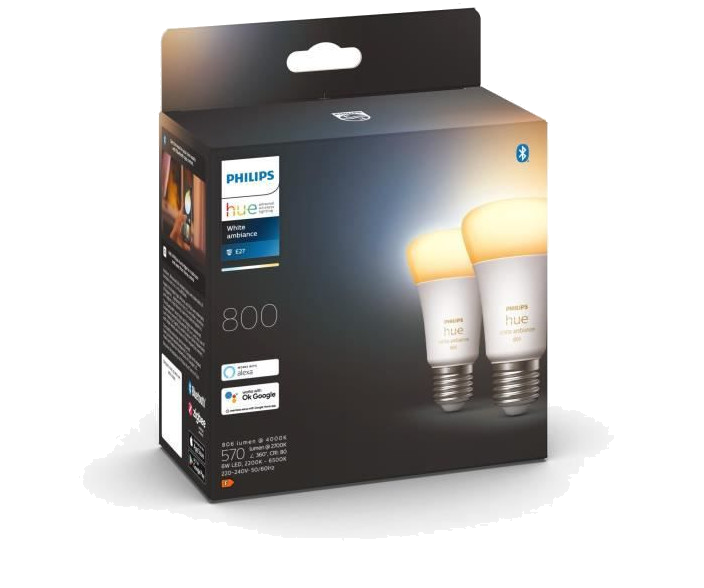 PHILIPS Hue White Ambiance - Ampoules LED connectées E27 - Compatible Bluetooth - Pack de 2