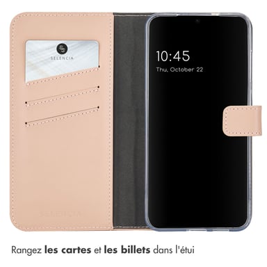 Selencia Étui portefeuille en cuir véritable pour Samsung Galaxy S25 Plus - Dusty Pink