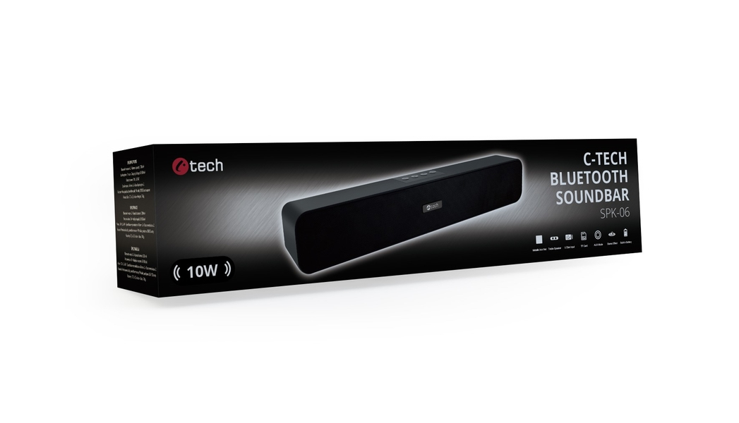 C-TECH SPK-06 haut-parleur soundbar Noir 10 W - Neuf