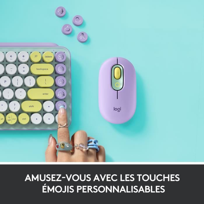 Clavier Sans Fil Logitech POP Keys Mécanique avec Touches Emoji Personnalisables, Bluetooth ou USB, Design Compact Durable - Menthe