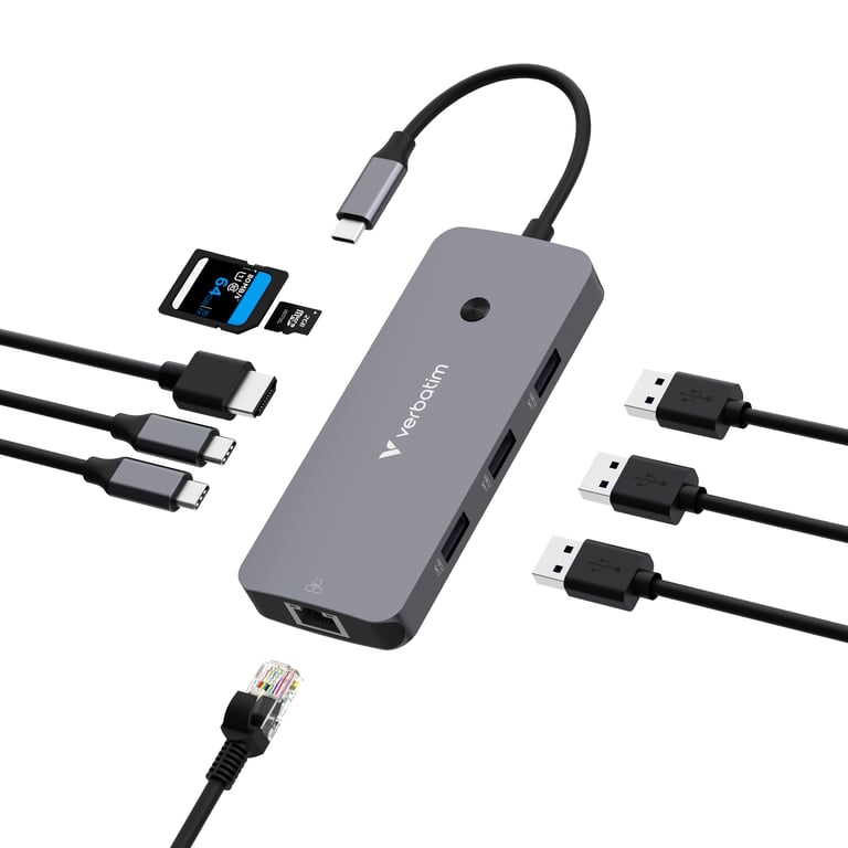 Verbatim USB C Pro Multiport Hub 9 Port CMH 09 - vue 2