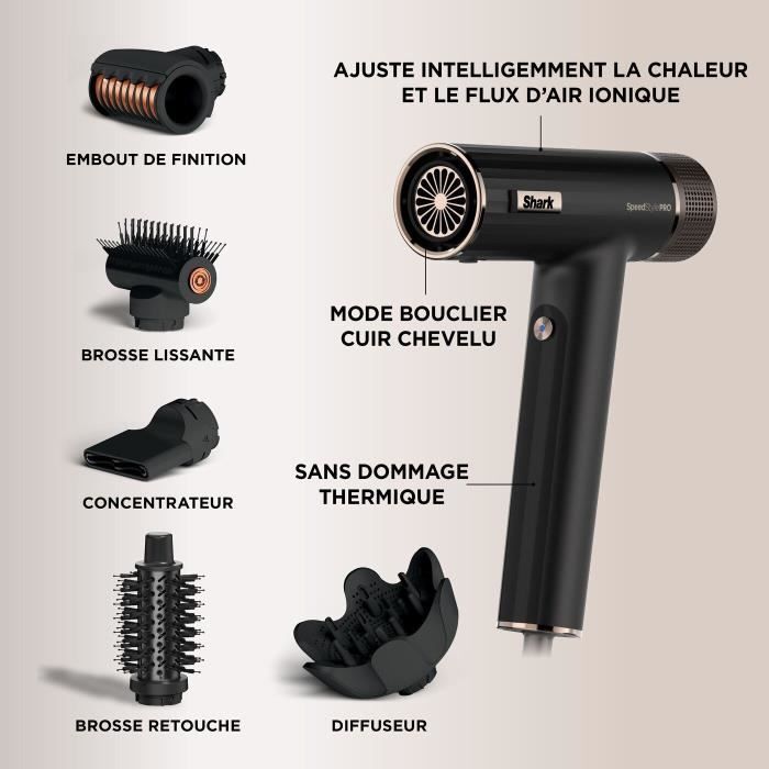 Seche-cheveux - Shark - HD752EU - SpeedStyle Pro 5-en-1 - Diffuseur Defrizz Fast - 1750 W - Neuf