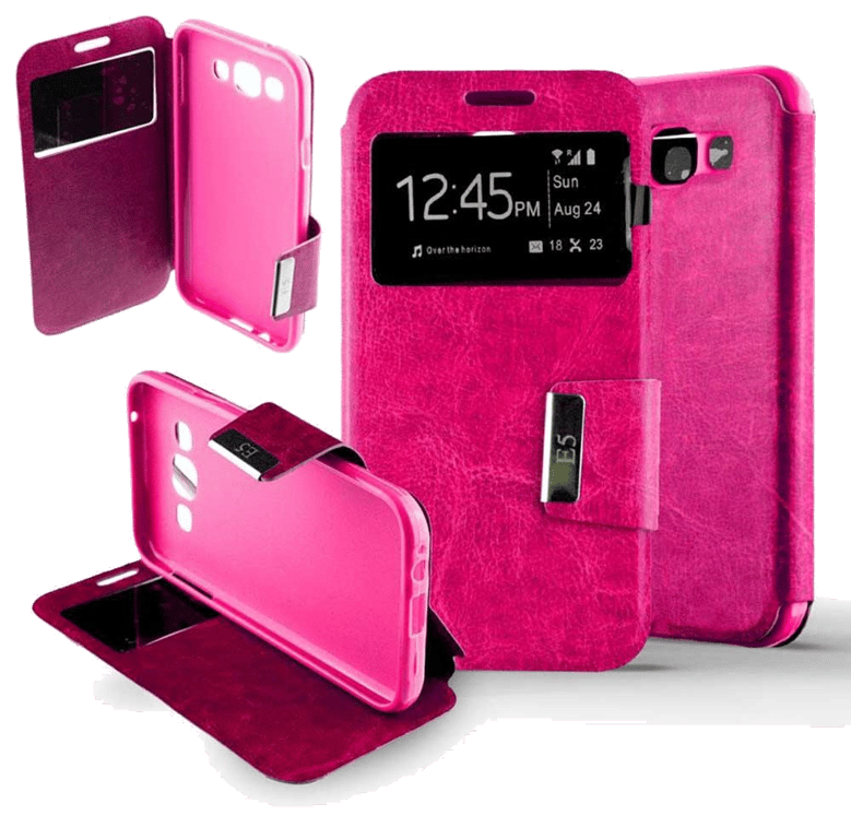 Etui Folio compatible Rose Fushia Samsung Galaxy E5