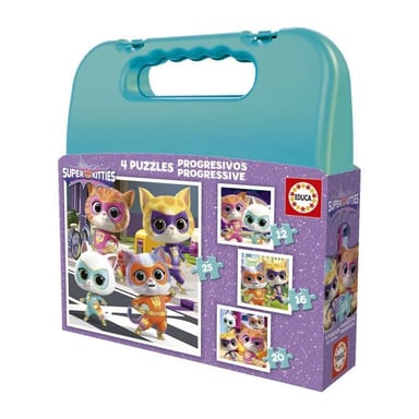 Malette puzzles progressifs - EDUCA - SuperKitties - 12+16+20+25 pieces