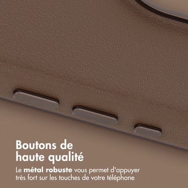 Accezz Coque arrière en cuir avec MagSafe pour Apple iPhone 16 Pro - Marron café