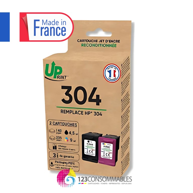 HP UPRINT Pack 2 Cartouches HP 304 & Couleur