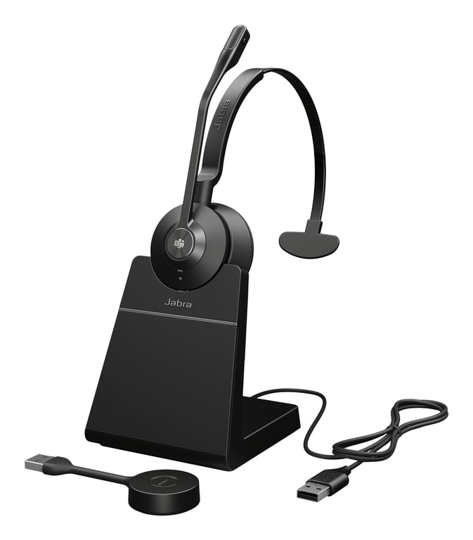 Jabra Engage 55 SE Mono Headset MS Link DECT Adaptateur USB A Engage 55 SE Deskstand 1 2 USB C sur câble USB A Tragetasche Garantie und Warnung Sicherheitsbrosch üren - vue 9