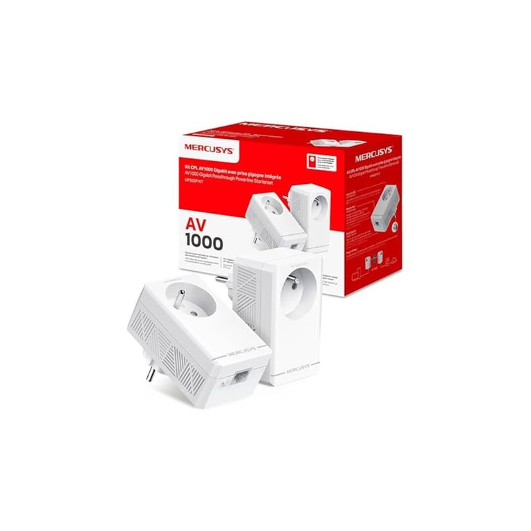 Kit CPL Gigabit AV1000 avec prise intégrée type F (lot de 2) Vitesse 1000Mbps |MSE1062 couleur Blanc - Neuf