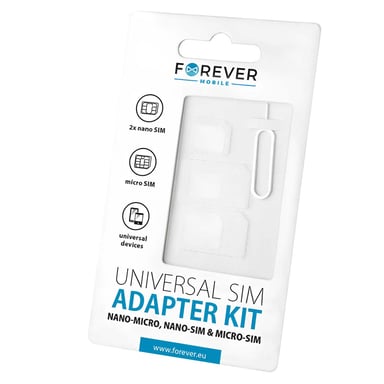 Adaptateur Carte SIM 3 Format Nano Micro avec Extracteur Blanc