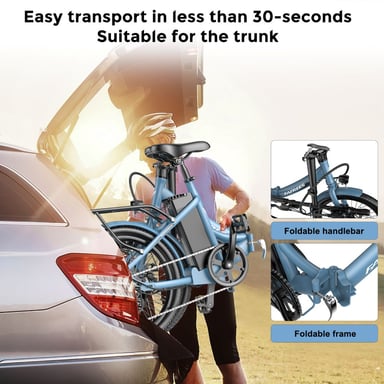 Bicicleta eléctrica urbana ligera Fafrees F20, neumáticos de 20'', motor de 250 W, batería de 36 V y 16,75 Ah - Blanca