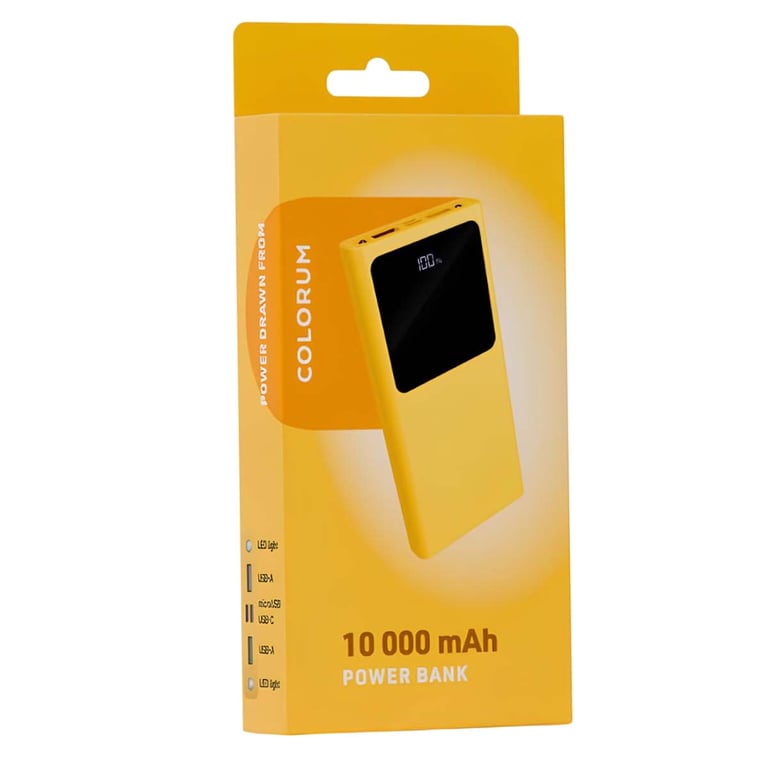 Forever Powerbank 10 000mah Usb Qc Out Et Usb-c Pd In/out Avec Micro-usb In Jaune - vue 3