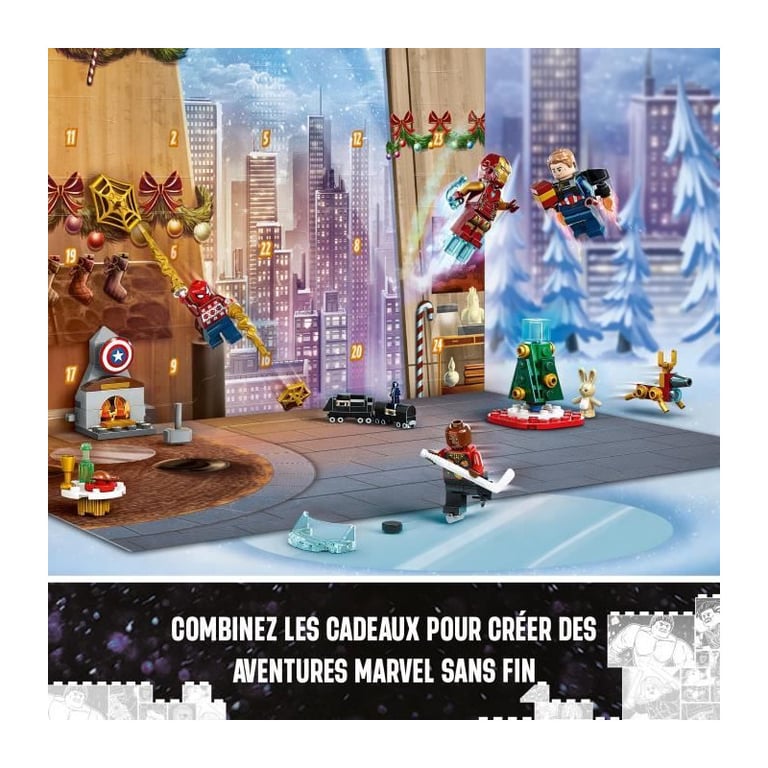 LEGO Marvel 76267 Le Calendrier de l'Avent des Avengers 2023, 24 Cadeaux incluant Captain America, Spider-Man, Iron Man et Plus