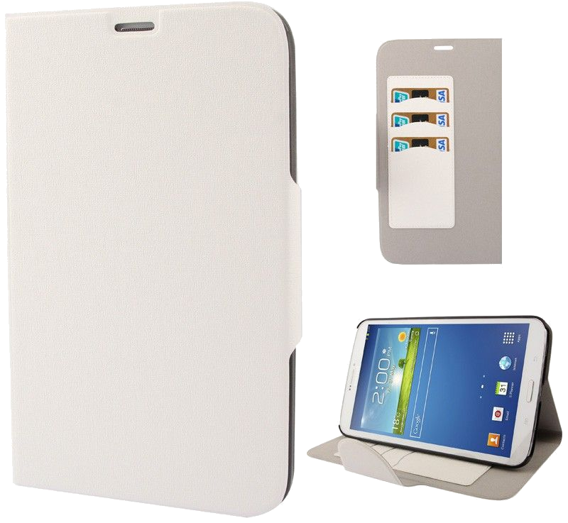 Housse Samsung Galaxy Tab 3 Sm T3100 8' Rigide Tissu Porte-Cartes Paysage Blanc Faux cuir YONIS