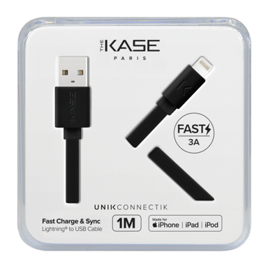 Câble Lightning certifié MFi Apple Charge Speed 3A charge/ sync (1M), Noir de jais
