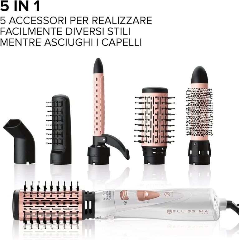 Brosse Soufflante - Bellissima - My Pro GH18 1100 - Professionnel avec Embouts en Céramique - Systeme Dry & Style 5 en 1 - Neuf