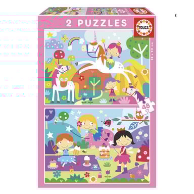 Juego de 2 puzzles de 48 piezas - Fantásticos amigos para los niños