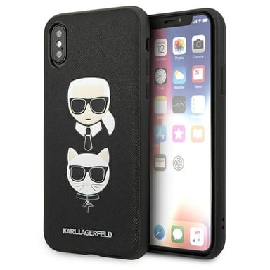 Étui Karl Lagerfeld Saffiano Ikonik pour iPhone XS Max, noir