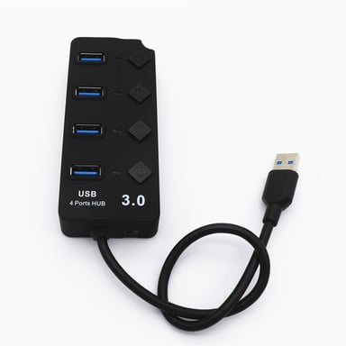 Hub 4 ports USB 3.0 pour MAC APPLE avec Alimentation Individuelle Multi-prises Adaptateur Rallonge (NOIR)
