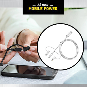 OtterBox 3in1 USBA-Micro/Lightning/USBC cable, Cloud Dream White