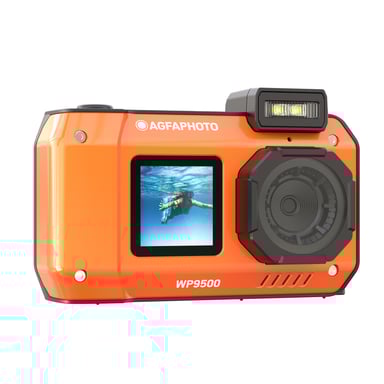 AgfaPhoto Realishot WP9500 - Appareil Photo Numérique Waterproof, Étanche 7m, 24 MP, Zoom 18X, Vidéo 4K, Double Écran 2.9''/1.4'' - Orange