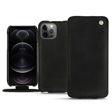 Housse cuir Apple iPhone 12 Pro Max - Rabat vertical - Noir - Cuir lisse premium