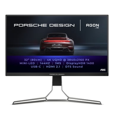AOC Porsche PD32M LED display 80 cm (31.5'') 3840 x 2160 pixels 4K Ultra HD IPS Noir, Gris