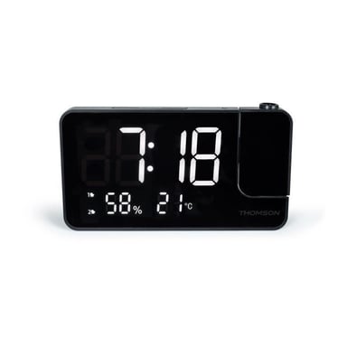 Radio-réveil projecteur - THOMSON - Noir - Radio FM, Température, Humidité, Double alarme, USB-C, Alim. 230V