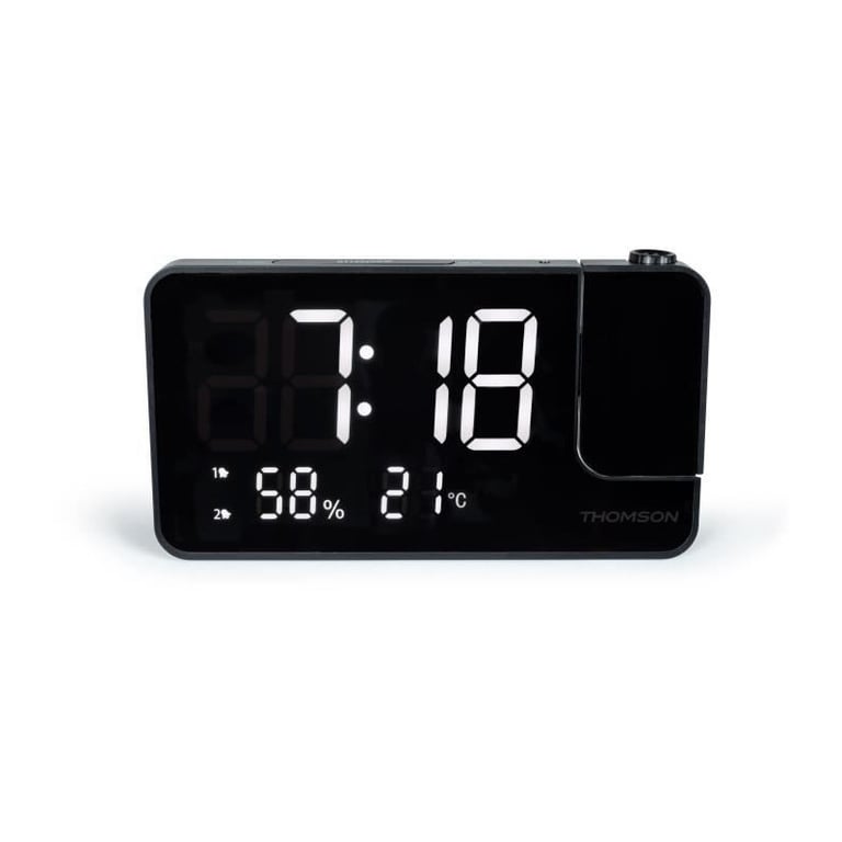 Radio-réveil Thomson CP100T - Projection et température intérieure - Double alarme - Noir - Neuf
