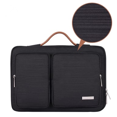Sacoche / Sac pochette pour PC ordinateur portable 15 pouces noir  - Malette de voyage/affaires Notebook avec compartiment poches de rangement et poignée noire - Laptop Bag XEPTIO