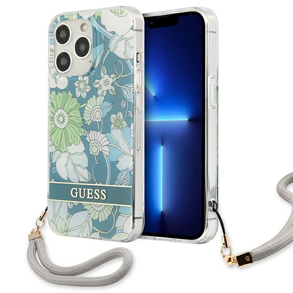 Guess Flower Cord - Coque pour iPhone 13 Pro Max (Vert) - 3666339040505