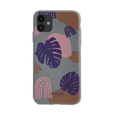 Guscio organico vegano antibatterico 100% a zero rifiuti per Apple iPhone 11, Jungle Foliage
