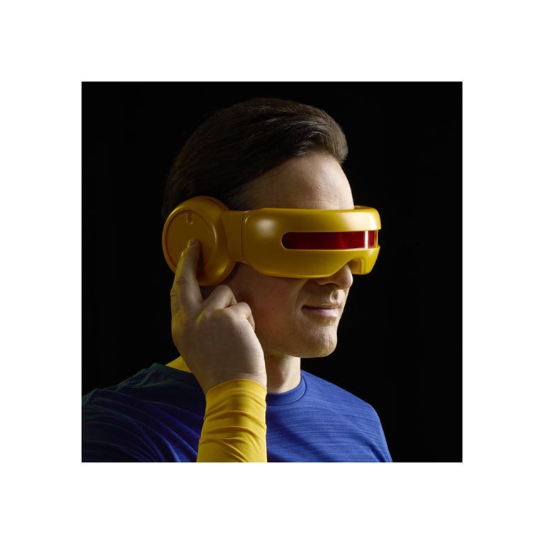 Visière Cosplay Marvel Legends Cyclops X Men '97 Hasbro 1:1 doréjaune avec bande optique éclairante accessoire faisceau Neuf - vue 3