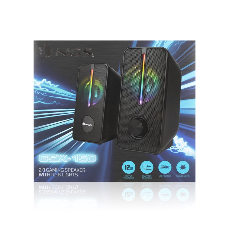 Enceintes NGS GSX-150 – Système 2.0, Éclairage LED RGB, 12W - vue 2