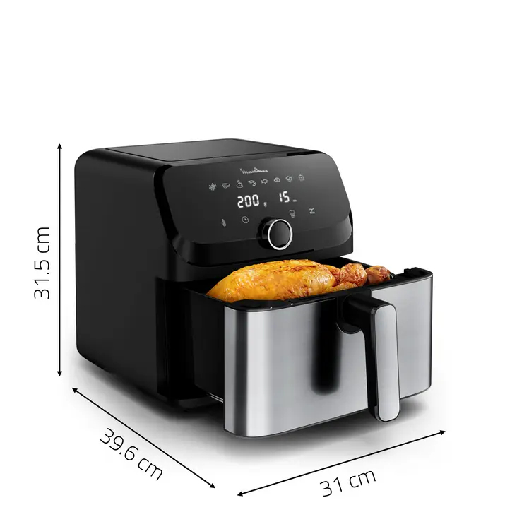 Moulinex Easy Fry Mega EZ855D20 friteuse Unique 7,5 L Autonome Friteuse d'air chaud Noir, Acier inoxydable - Neuf
