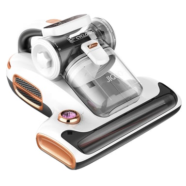 Aspirador para colchón JIGOO T600 blanco, enchufe EU, diseño doble depósito, eliminación de ácaros 99,99%, sistema aromático antiácaros