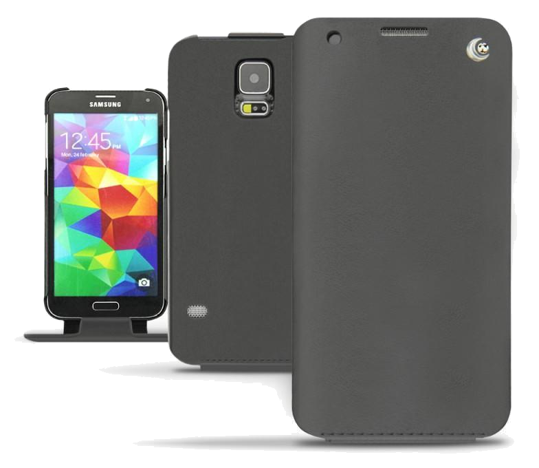 Housse cuir Samsung SM-G900 Galaxy S5 - Rabat verticalMarron