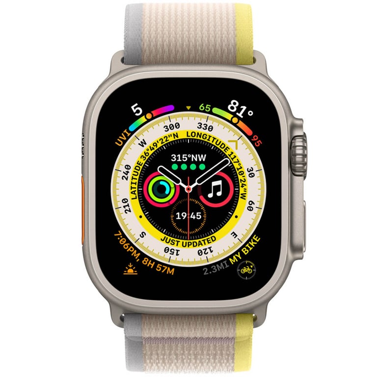 Bracelet Trail Loop pour Apple Watch Series 1 t/m 11 / SE / Ultra (44/45/46/49 mm) - Taille S/M - Jaune / Beige - Neuf