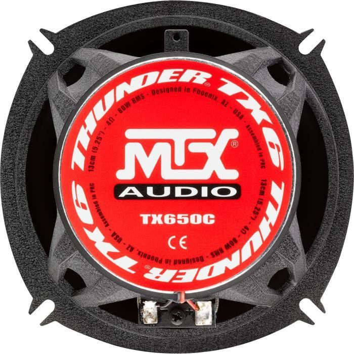 MTX TX650C Haut parleurs voiture Coaxiaux 13cm 2 voies RMS 4 châssis alu Tweeters néodyme dôme soie Membrane pulpe célulose Neuf - vue 3