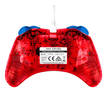 Rock Candy: Mario Punch Rouge, Translucide USB Manette de jeu Analogique/Numérique Nintendo Switch, Nintendo Switch Lite, Nintendo Switch OLED