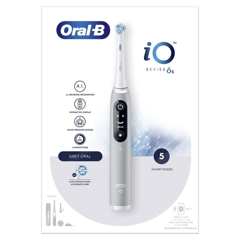 Oral-B Io 6S Adulte Brosse À Dents Vibrante Gris, Blanc