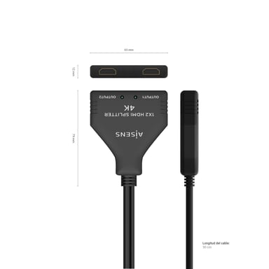 AISENS A123-0654 répartiteur vidéo HDMI 2x HDMI